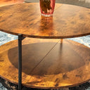 WLIVE Round Industrial Coffee Table with Open Storage
