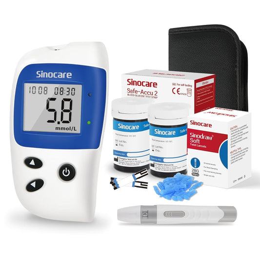 Sinocare - Diabetes Testing Kit Blood Sugar Monitor With Test Strips & Large Screen