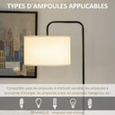 HOMCOM Modern Black Metal Floor Lamp - Black Metal