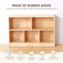 OOOK Montessori Shelf for Kids, 5-Compartment Rubber Wood Storage