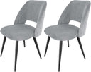 WAFTING Set of 2 Corduroy Dining Chairs Grey