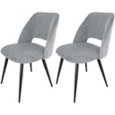Set of 2 grey Scandinavian dining chairs with corduroy padding and metal legs