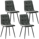 Set of 4 dining chairs with technological fabric upholstery and black metal legs