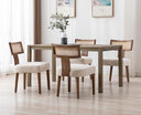 Chairus Upholstered Dining Chairs with Rattan Backrest
