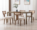 chairus Set of 2 Wooden Upholstered Dining Chairs with Rattan Backrest