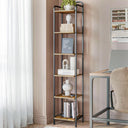 Hzuaneri 6-tier industrial style bookcase with rustic brown and black finish