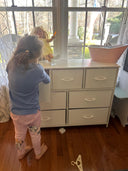 WLIVE 7-Drawer Fabric Dresser TV Stand - White