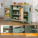 HLR Sage Green Rolling Kitchen Island with Storage
