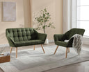chairus Set of 2 Linen Tub Chairs - Green