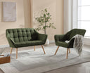 chairus Set of 2 Modern Linen Upholstered Armchairs with Wooden Legs