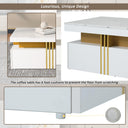 BTM Modern Rectangular Coffee Table with Imitation Marble Top