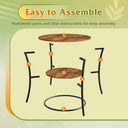 WLIVE Rustic Brown Round End Table with Storage Shelves