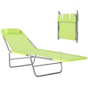 Outsunny Folding Chaise Lounge Pool Chairs with Pillow, adjustable backrest, and breathable mesh seat