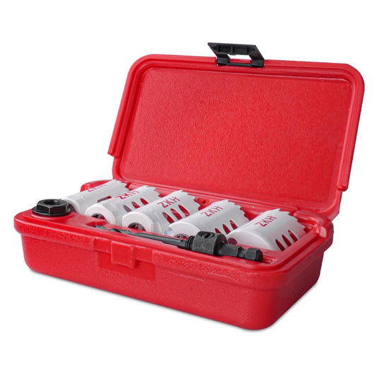ZKH - 7 PCS Hole Saw Kit with Bi-Metal Blades and Mandrels for Metal/Wood