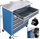 LARBANKE 5-Drawer Rolling Tool Chest with Stainless Steel Worktop - rolling