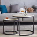 Symylife Set of 2 Round Nesting Tables with Wood Top