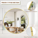 BEAUTYPEAK 30 Inch Round Gold Framed Wall Mirror