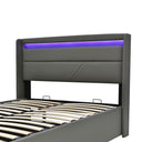 HBCKESD Hydraulic Storage Bed with LED Lighting, Grey