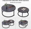 ZXFDMSWJ Round Nesting Coffee Table Set of 2 Marble Steel