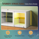 WLIVE 58" LED TV Stand with Glass Shelves - Black