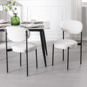 Set of 2 modern dining chairs with teddy fabric upholstery and metal legs