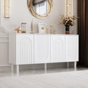 Caldion white modern sideboard with 4 doors, featuring a pop-up design and spacious compartments.