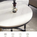 Symylife Set of 2 Round Nesting Tables with Wood Top