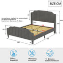 Dalred Grey Upholstered Bed Frame with Velvet Padding