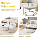 Ginhow Set of 2 Round Coffee Tables White Marble Design