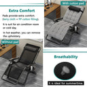 YOIZO Folding Deck Chair with Cushion, 72cm, Grey