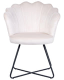 Beliani LOVELOCK armless armchair in off-white velvet with metal legs and a round seat
