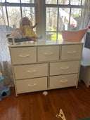 WLIVE 7-Drawer Fabric Dresser TV Stand - White