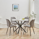 EGOONM Round Marble Look Dining Table with Metal Legs