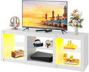WLIVE 58" LED TV Stand with Glass Shelves - Black