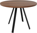ZKLOEP Round Dining Table - Walnut and Black Metal Legs