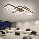 Qiaomao Black LED Ceiling Light (90x50x9cm) with Remote Control - modern geometric design