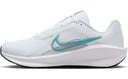 Nike Women's Downshifter 13 athletic shoes with white denim, vapor green, and black color