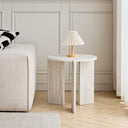 JZGORC Set of 2 White Imitation Travertine Coffee Tables - 70cm and 50cm