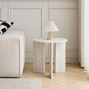 JZGORC Set of 2 White Imitation Travertine Coffee Tables