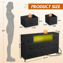 WLIVE Black Dresser TV Stand with LED Lights and Charging Station