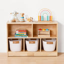 OOOK Montessori Shelf with 5 compartments made of rubber wood, suitable for children's storage and organization.