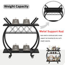LVB Rolling Bar Cart with Storage Shelves and Wine Rack