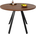 ZKLOEP Round Dining Table - Walnut and Black Metal Legs