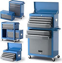 AIRAJ Heavy Duty 8-Drawer Tool Chest with Wheels - Silver/Black
