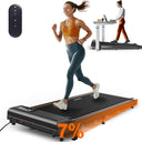 MettleMatic TW1 walking pad treadmill with remote control and LED display, suitable for home and office use.