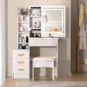 UDIYO Vanity Desk with LED Lights and 4 Drawers