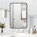 Stylish black-framed rectangular wall mirror for bathroom