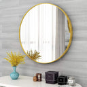 Stylish round wall mirror with metal frame for modern farmhouse decor