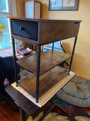 WLIVE Rustic Brown Small Storage Side Table with Charging Station