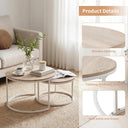 buybyroom Round Coffee Table Set of 2 - Light Oak Nesting Tables
